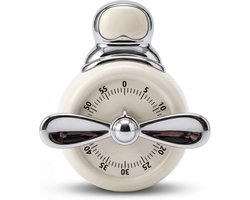 Kookwekker - Visuele Keukentimer - Schattige Magnetische Mechanische Timer - Geen Batterijen Nodig - voor Koken, Studeren, Bakken en Yoga - Krachtige Alarm - Crèmewit