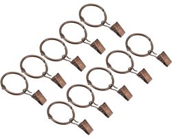 Koolstofstalen gordijnringen met clip, 40 stuks, 3,8 cm haken, koperen ringclip voor gordijnroedes.