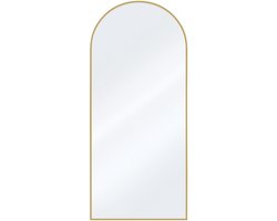 Koonmi - Make-upspiegel - Spiegel - 198 x 89 cm - Gebogen wandspiegel - Moderne minimalistische stijl - Make-upspiegel - Grote spiegel - Goud