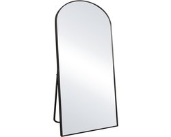 Koonmi - Make-upspiegel - Spiegel - 198 x 89 cm - Gebogen wandspiegel - Moderne minimalistische stijl - Make-upspiegel - Grote spiegel - Zwart