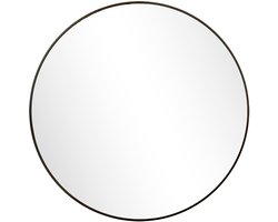 Koonmi - Ronde spiegel - Wandspiegel - 50 x 50 cm - Cirkelvormige wandspiegel - Modern minimalistisch - Make-upspiegel - Badkamerspiegel - Compacte spiegel - Zwart