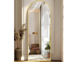 Koonni gebogen rechthoekige passpiegel, 42 x 142 cm, geschikt voor woonkamers, slaapkamers, enz., Goud