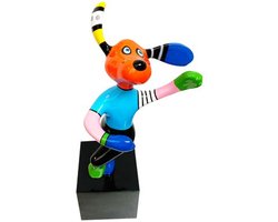 Koop nu kleurrijk kunst sculptuur 'Dancing Billie Dog' - Niloc Pagen!