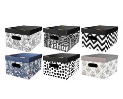 Koopman - Opbergdoos - Decoratieve Opbergbox - 35x26x21 cm - Grijs/Zilver