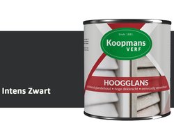 Koopmans Hoogglans Lakverf Binnen & Buiten – Voor Hout en Metaal – Krasvast – Hoge Dekkracht – Kozijnen, Deuren & Meubels – Intens Zwart – 375 ml