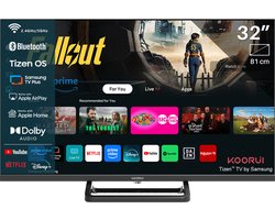 Koorui Smart TV - Tizen OS - LED Full HD - 32 inch/81 cm - Streaming apps - AirPlay - Controle Mode - HDMI x3, USB x2, CI+ - Tripple Tuner DVB-T/T2/S/S2/C - Frameless Design - Enkelvoudige standaard - Geassembleerd in Nederland- K32Q1H-T8M