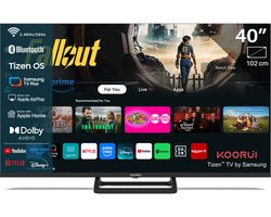 Koorui Smart TV - Tizen OS - LED Full HD - 40 inch/102 cm - Streaming apps - AirPlay - Controle Mode - HDMI x3, USB x2, CI+ - Tripple Tuner DVB-T/T2/S/S2/C - Frameless Design - Enkelvoudige standaard - Geassembleerd in Nederland - K40Q1F-T8M