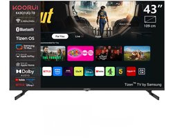Koorui Smart TV - Tizen OS - QLED Ultra HD 4K - 43 inch/109 cm – Voice Controle - Streaming apps – AirPlay – Controle Mode - HDMI x3, USB x2, CI+ - Tripple Tuner DVB-T/T2/S/S2/C - Frameless Design - Geassembleerd in Nederland - K43Q1UQ-T8