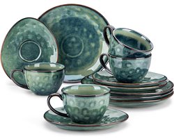 Kop en schotel set - 216 cm dessertborden - keramische theeset voor 4 personen - 270 ml koffiekop - espresso cappuccino - dranken