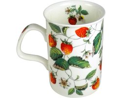 Kop met aardbeien - Theekop Mok - Genieten van thee - Fijn Bone China - 300 ml - Rood