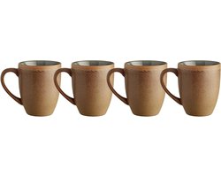 Kop met oor - Koffiekop Mok - Genieten van dranken - Stevig aardewerk - 30 cl set van 4 - Hout/Bos