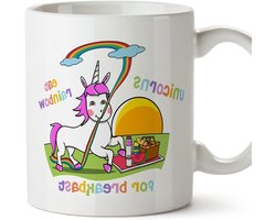 Kop met print - Theekop Mok - Thee en Koffie - Uniek ontwerp - 350 ml - Wit