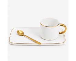 Kop & Schotel & Lepel Glam – Porselein – Wit / Goud- 200ML