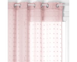 KopAtmosphera Gordijn Lelie voile Rose - Kant en klaar met ringen - Gordijn raambekleding - 140 x 240 cm