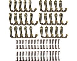 (Koper) 30 vintage haken, vintage haken van zinklegering, vintage kapstokhaken, geschikt voor 60 schroeven, ideaal voor handdoeken en badkamerdecoratie.
