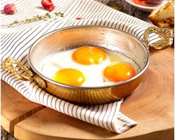 Koper - Koperen pan - 16 cm - Snelle warmtegeleiding - Goudkleurige handvaten - Duurzaam