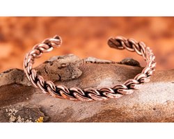 Koperen armband gevlochten 9 mm