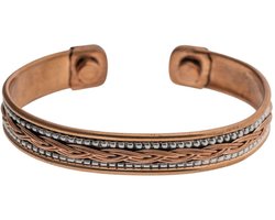 Koperen armband met witmetalen versiering