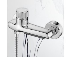 Koperen Bad-Douchemengkraan Met Watervaluitloop - G1/2" Schroefdraad 150 mm Installatie Corrosiebestendig Chroom Eenvoudige Temperatuurregeling - Zilver
