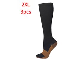 Koperen compressiekousen 3 paar 20-30 mm Hg gegradueerde ondersteuning Heren Dames 2XL