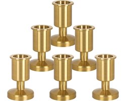 Koperen kandelaars set - Metalen kaarsenstandaards - Sfeer creëren - Brede stabiele basis - 6 stuks - Koper
