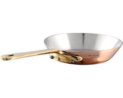 Koperen Koekenpan - Mini Pan Bronzen Handgreep - Keuken Gebruik - Gepolijst Koper RVS Interieur - 12 cm - Koper