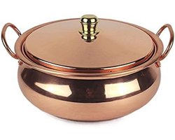 Koperen Soeppan – Shabu Pan 22 cm – Geschikt Voor Gas En Inductie – Voor Thuis En Restaurant Gebruik