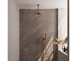 Koperen thermostatische inbouw regendouche met 3-weg omstelling en handdouche SET 29