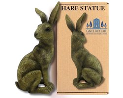 Koperen Zittend Tuinkonijnbeeld - Weerbestendig Hars Gazonornament voor Binnen en Buiten - Schattige Dieren Decoratie voor Tuin