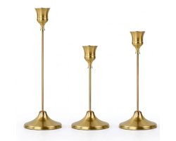 Koperkleurige metalen kandelaars set 3 stuks woondecoratie diner tafel decoratie klassieke vintage stijl hoge kaars houders centrum stuk bruiloft feest huis decoratie