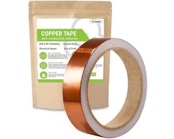Kopertape | Slakkenwering 12 meter | Zelfklevende kopertape voor planten & potten | Milieuvriendelijke slakkenafweer | Geleidende tape voor EMI/RFI afscherming & elektronica | Koperfolie | Anti Slakken tape
