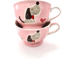 Kopjes - Theekopjes - Koffiekopjes - Handgemaakt en geschilderd - Roze (2 stuks)