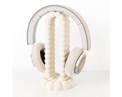 Koptelefoon standaard cremè/beige - Fleuriek Headset houder - Headset stand bureau accessoire - Headphone stand - Game accessoires voor koptelefoon- Speels design