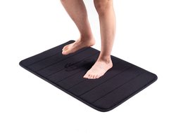 Koraal fleece tapijt - Absorberende deurmat voor in de badkamer - Katoenen voetmat voor in huis - Ultrazachte antislip badmat - Accessoires voor woondecoratie - Wasbaar - Geschikt voor slaapkamer, badkamer, keuken - Zwart