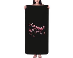 Koraal fluwelen badhanddoek - Zachte handdoek - Ontspanning na bad - Zeer absorberend - 61 x 140 cm - Zwart