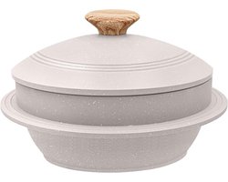 Koreaanse stenen kom met deksel, 24 cm Dolsot Bibimbap kom voor hot pot soep - wit