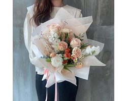Korean Cotton Wrapping Paper 50 Sheets - Non-Woven Flower Wrapping Paper for Fresh Flowers (White)