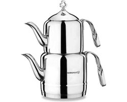 Korkmaz Cintemani Turkse Theepot 1.1-2.0 liter - Zilver