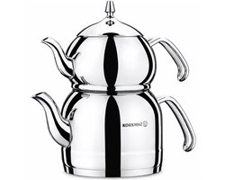 Korkmaz - Theepot - Efendi - RVS 18/10 - Zilver - Inductiegeschikt met Solar Base