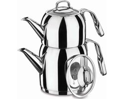 Korkmaz - Theepot - Steama A191 - roestvrij staal - zilver - Solar Base, ergonomische handgreep