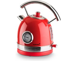 Korona 20667 Waterkoker | retro design | rood | 1,7 liter water voor thee en koffie | 2.200 watt | temperatuurweergave | kalkfilter | stoomstop