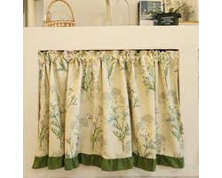 kort gordijn-korte gordijnen-Bloemen gordijnen verduisterend-half gordijn-Keuken decoreren-half gordijn voor café- Kastgordijnen -Keukengordijnen-eschikt voor landelijke, huiselijke en café-omgevingen-Rommel Verbergen-130x110cm(bxh)