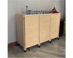 Kort Kamerscherm - Ruimteverdeler Hout - Privacy Creëren - Flexibel Opvouwbaar - 4 Panelen 80cm Hoog - Natuurlijk Rotan