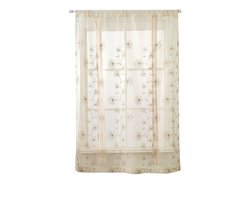 Korte Bloemenborduur Gordijn - Raamscherm voor Slaapkamer, Woonkamer of Keuken Decoratie—117*160cm