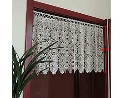 Korte Lacy Gordijnen met Bloemenpatroon | Landelijke Bistro Gordijnen | 100 x 50 cm