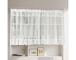 Korte rolgordijnen met kanten rand en roede, geschikt voor erkers, keukenwanden en vitrage - 180 cm x 120 cm