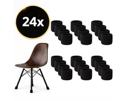 Korte Stoelpoot Sokken set van 24 stuks (Zwart) – Elastische Beschermers – Stoelbeschermer – Stoelsokjes met vilt - Stoelpootbeschermers - Stoelpootdoppen - Stoelsokken