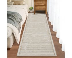 Kortpolig vloerkleed, loper voor in de hal, 80 x 150 cm, beige - wasbaar vloerkleed voor de slaapkamer, woonkamer en ideaal als keukenvloerkleed - extra zacht, pluizig vloerkleed, effen, antislip