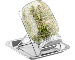 Kos Design Kiempotten - XL - RVS - Kiemschaaltje - Kiemglas - Kiemzaden - Kiemtoren - Kiemgroente - Vaatwasser Bestendig - 1000 ML Pot - Kiemdeksel
