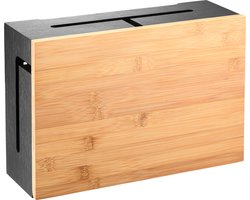 Kos Design - Zwarte kabelbox - Opberg stekkerdoos - Bamboe design - Kabeldoos bureau - Snoeren opbergen - Cablebox organizer